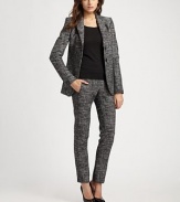 Traditional tweed style modernized by chic skinny-leg construction. Front tab closureZip flySlash pocketsBack besom pocketsInseam, about 3059% cotton/18% acrylic/18% viscose/5% polyamideDry cleanImported of Italian fabric