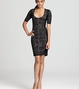 In an alluring lace print, this Z Spoke Zac Posen dress woos with a plunging v neckline.