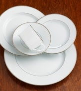 Dinner parties will never be the same. Create an elegant arrangement with these fine porcelain dinner plates from Bernardaud trimmed in platinum.