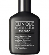 Post-Shave Soother Anti-Blemish Formula. This aloe-rich lotion soothes just-shaved skin. Encourages healing of minor nicks, cuts. Special skin-clearing ingredients help reduce and prevent breakouts for closer, more comfortable shaves. 2.5 oz. 