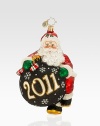 EXCLUSIVELY AT SAKS. Mouthblown and handpainted by European artisans, this exquisite glittered glass ornament commemorates the season with a cheerful, rosy-cheeked Santa.Mouthblown, handpainted glass 6¼ high Made in Poland
