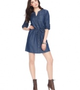 Calvin Klein Jeans puts a softer spin on denim with this drawstring-waist dress. The fabric has a luxe feel, too!