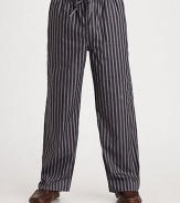 Lightweight loungewear with style to spare in loose-fitting cotton. Drawstring waist Side slash pockets Cotton Machine wash Imported 