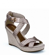 In braided metallic leather, the Harbordale wedges supply dressed-up summer style. From Sperry Top-Sider.