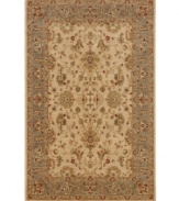 Borrowing from the rich traditions of Indian rug making, this Karastan rug overflows with pretty florals and palmettes, placed against a neutral ground with bursts of red to create a awe-inspiring contrast. Made from 100% premium worsted 3-ply wool for a soft hand and long-lasting wear.