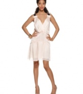 Airily sweet, this light shadow-striped Rachel Rachel Roy dress is subtly ruffled for a feminine look!