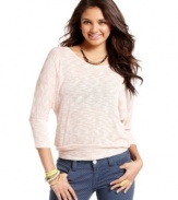 Comfy-cozy style is the name of the game with this slub-knit dolman-sleeve sweater from American Rag!