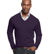 Keep your everyday style solid with this handsome wool-blend, v-neck sweater from Club Room.
