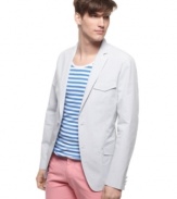 It's like day and night. Go from casual to cool with the simple addition of this striped blazer from American Rag.