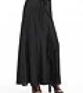THE LOOKCheck jacquard pattern throughoutDrawstring waistAsymmetrical seamingCascading chiffon ruffle trimFlared hemTHE FITAbout 39 longTHE MATERIALSilkFully linedCARE & ORIGINDry cleanMade in USA