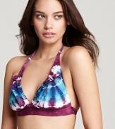 A free-spirited tie dye bikini from Lucky Brand feels beach party-ready with leather sandals and your favorite coverup.