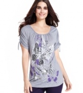 Sport this beautiful butterfly-printed petite top from Style&co. for a look that's laid-back but polished.