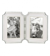 Always look your best. Simply timeless, the hinged Sullivan Street picture frame by kate spade features narrow silver-plated trim with pretty architectural detail and white mats that flatter any photo.