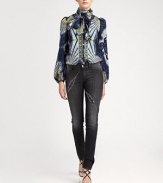 Soft stretch denim in the perfect wash, embellished with glittering jeweled details.Zip fly with button closureFive-pocket styleJeweled detailsSignature leather back patchCotton/elastaneDry cleanMade in Italy of imported fabricModel shown is 5'11 (180cm) wearing US size 4. 