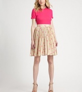 Crisp allover pleats and a playful dot pattern define this flirty, feminine design.Self waistbandAllover pleatsConcealed side zipAbout 22 longSilkDry cleanImportedModel shown is 5'10 (177cm) wearing US size 4. 