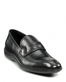 Stylish comfort. This leather slip-on loafer has detailed stitching and a cut-out detail at the middle. Stylish comfort. This leather slip-on loafer has detailed stitching and a cut-out detail at the middle.
