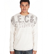 Casual cool; thermal warmth. Discover this long-sleeved graphic shirt from Marc Ecko Cut & Sew.