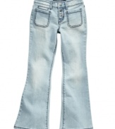 Add some flare. She'll love the little details, comfort and style of these jeans from Jessica Simpson.