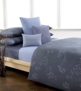 Reminiscent of the intense hues of nightfall, shades of lavender and blue meld in this Kent duvet cover set from Calvin Klein, featuring a textural leaf design for a look of modern beauty.