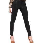 Sleek and chic, these GUESS skinny jeans feature a coated finish for an ultra-edgy look!