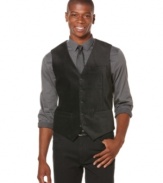 Enhance your unique look with this jazzy style vest by Perry Ellis.