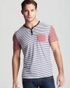 Alternative Stripe Snap Henley Tee