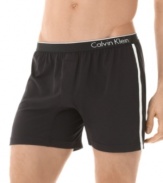 A slimmer design gives you the all day comfort you need in this smooth microfiber boxer from Calvin Klein.