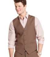The missing piece to your suit, this Perry Ellis vest elevates your dress-up look to natty new heights.