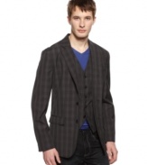 Change your regular pattern with this plaid blazer from Kenneth Cole Reaction.