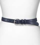 Perfect every look with polished accessories like this textured leather belt from Lauren Ralph Lauren. Designed for casual style, it's makes daytime dressing a cinch.