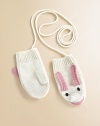 Cut from a soft wool blend, these bunny-inspired mittens are as cute as they are cozy. Loss-prevention string50% wool/50% acrylicHand washImported