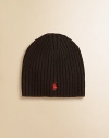 A sporty rib-knit hat features an embroidered pony at the front for signature style.Rib-knit crownCottonMachine washImported