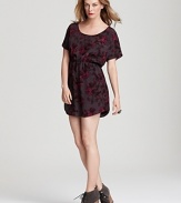 A Gemma silk tee dress becomes a staple part of your wardrobe, boasting a chic print and flattering cinched waist. Punctuate the look with suede booties for directional style.
