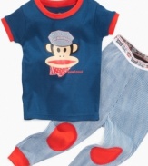 He'll love monkeying around in this adorable and cozy PJ set by Paul Frank.