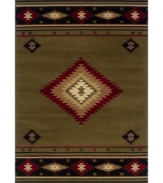 Broaden your palette with Southwest flavor. This St. Lawrence rug depicts a versatile diamond pattern in autumn greens and reds for a look that's as elegant as it is casual. Crafted of durable polypropylene for years of long-lasting beauty.