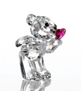 Romance is in the air with this Swarovski crystal Kris Bear. Puckering up to a perfect fuchsia heart, he's sure to win over your special valentine.
