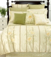 Dream big. A delicately embroidered flower-and-vine motif transports sleepy heads to a quiet veranda abundant with lush flora. (Clearance)