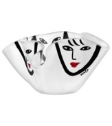 More than a pretty face, the Happy Goings bowl is marked by dramatic brushstrokes in opaque glass. Designed by Ulrica Hydman-Vallien for Kosta Boda.