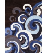 Designed to make a splash on the tween scene, this artful rug from Momeni's Lil Mo Hipster collection is the perfect update for an outgrown décor. Swirly, comic book-inspired waves in mod shades of ocean blue and slate gray are tailored to the taste of up-and-coming surfers and beach barneys.  Hand-tufted mod-acrylic is soft, strong and flame-retardent.