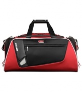 In a race of its own-Tumi and Ducati partner to change the face of travel with this sleek and innovative design. Life on the fast track demands sophisticated, innovative and bold solutions, which this fully-stocked duffel puts on the map. Ready for any adventure with multiple interior pockets, elastic holding straps, comfort carry handles and more essentials for a first-place arrival. 5-year warranty.