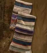 Ideal for creating laid-back layered looks, this extra-long scarf is crafted from separate pieces of linen and cotton for a striped pattern with a textured finish.
