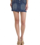 Levi's breathes new life into the classic denim skirt, updating the trusty street style with a raw hem and awesome seam design!