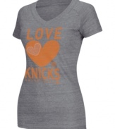 Real NY Knicks fans wear their heart on this tee by adidas.