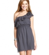 A ruffled neckline is a sweet detail on this party frock from Trixxi that inspires you to get dolled up!