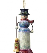 Carrying a broom in place of his sword, this wintry take on the traditional Christmas nutcracker combines irresistible whimsy and the classic folk art style of Jim Shore.