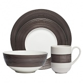 Grooves of ribbed platinum on pure white porcelain hint at formality, yet Vera Wang's Devotion Platinum 4-piece place setting has updated shapes and is dishwasher and microwave safe - perfect for everyday enjoyment.