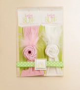 Complete your precious baby's look with this super-soft, sweet and enchanting adornment.Nylon headband with ribbon, feathers, rhinestones and pearl-like accentHand washMade in USA