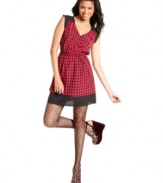 Work your cute style from day to night in this houndstooth-print dress from BeBop!