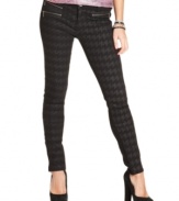 Cool to the max, these houndstooth-print skinny jeans from Material Girl feature coated style for a tough-looking exterior and zip pockets for a dose of rocker attitude.