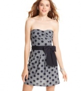 Introduce girlish fun into your day wear with this strapless polkadot dress from Trixxi!
